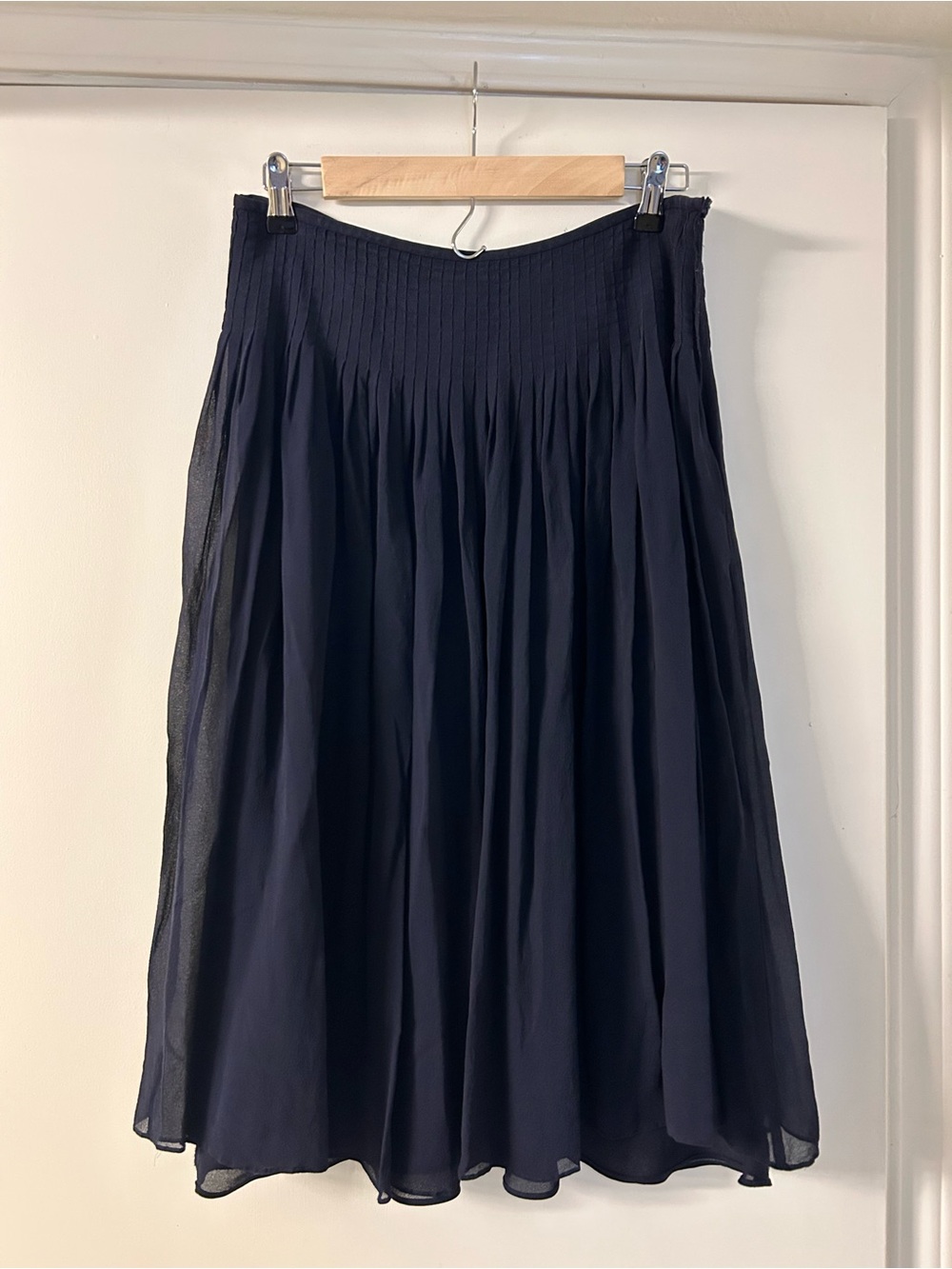 Lauren Ralph Lauren Women's Navy Pleated Midi Silk Skirt